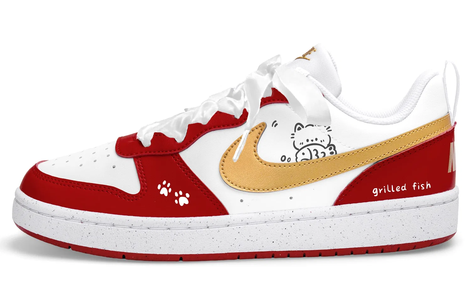 Кроссовки для скейтбординга Court Borough Kids' White Red Nike