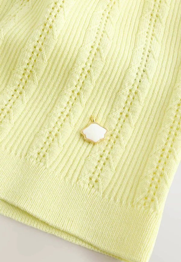 Футболка с коротким рукавом и ажурным вырезом-лодочкой. Next, Light Yellow — фото 3