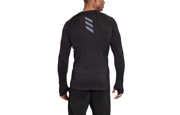 Футболка adidas Adi Runner Ls Logo Round Neck Long Sleeves Black, черный — фото 2
