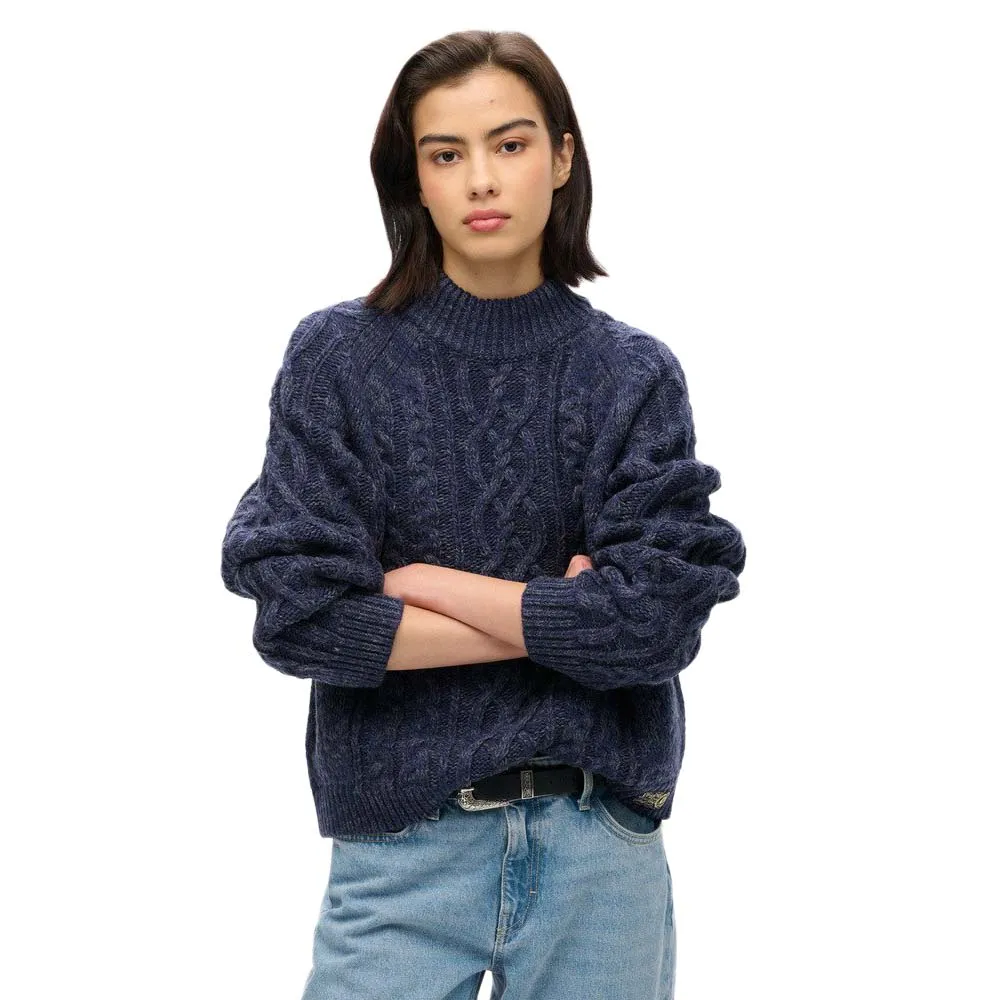 

Свитер Superdry Cable high neck, синий