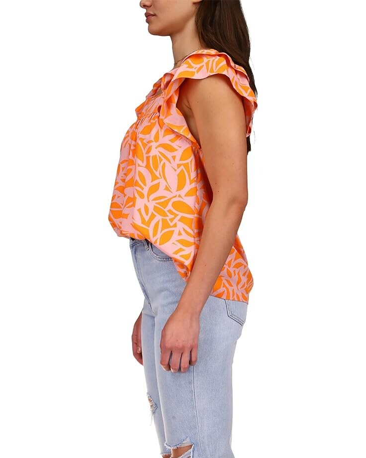 

Топ Sanctuary Soft Ruffle Crepe Top, цвет Tangerine Stencil