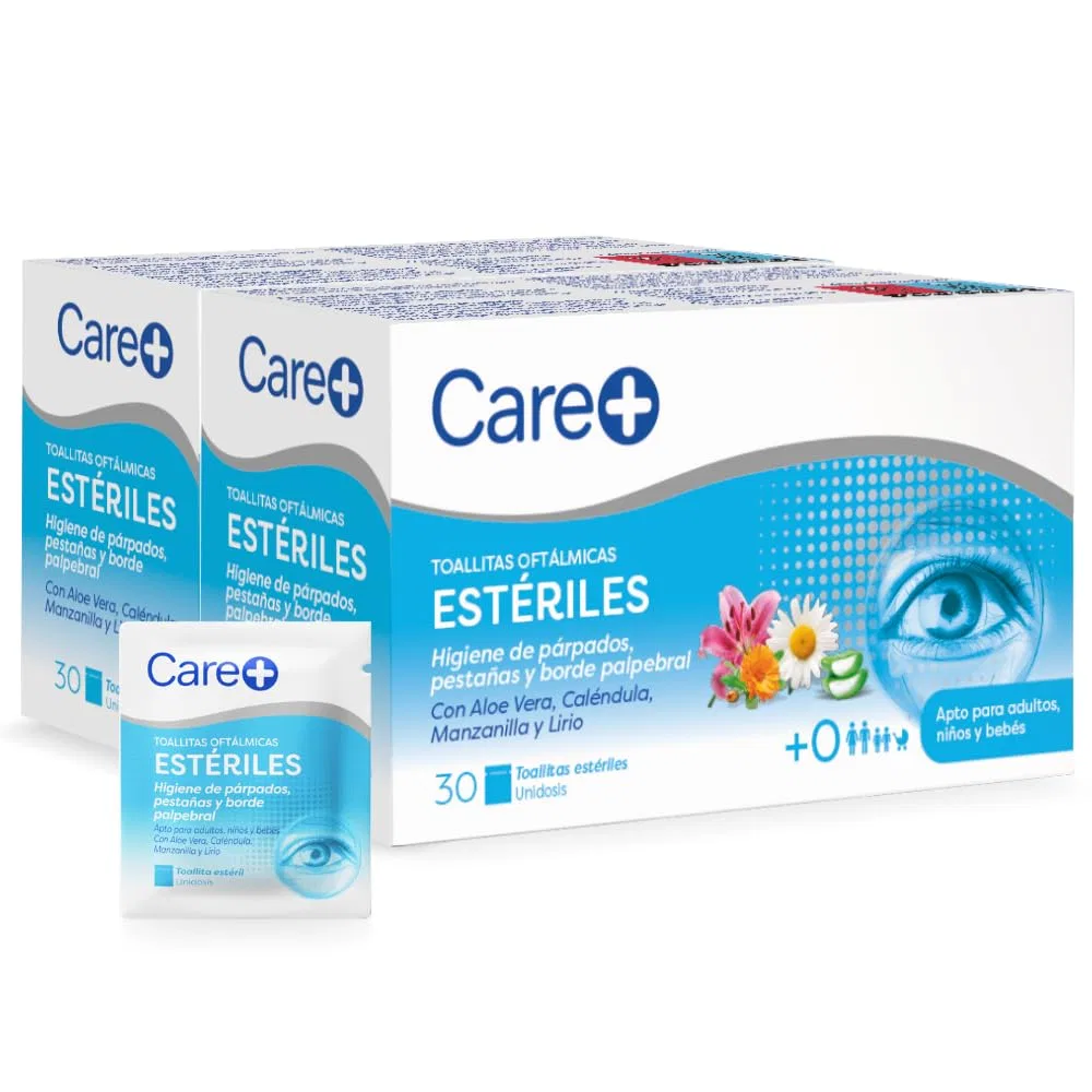 Офтальмологические салфетки Care+ для ежедневной гигиены век Care