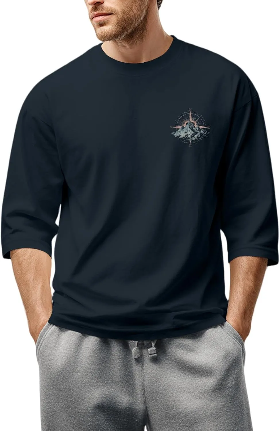 

WENKOMG1 мужская футболка с принтом, 3/4 рукава, S-3XL