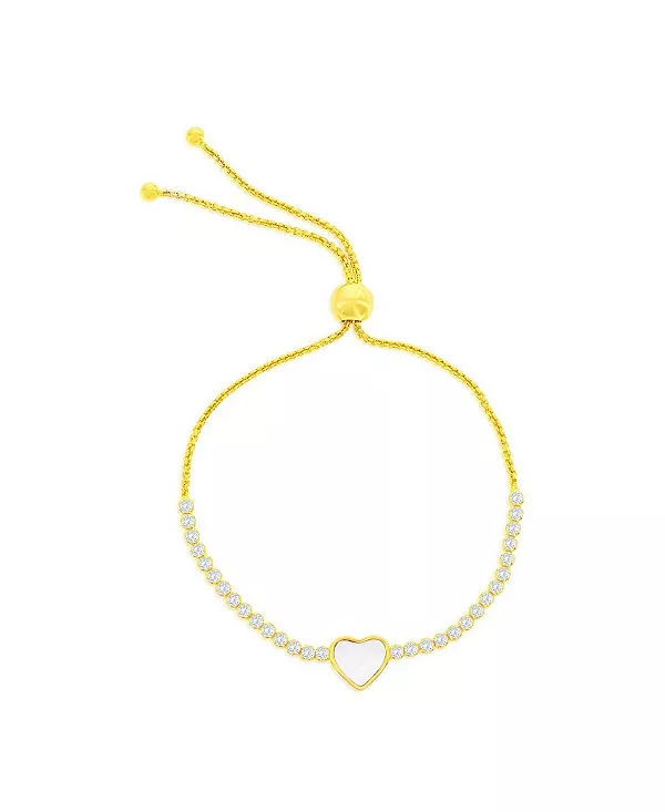 

Серебряный браслет-боло с подвеской в форме сердца и фианитами Caribbean Treasures, gold