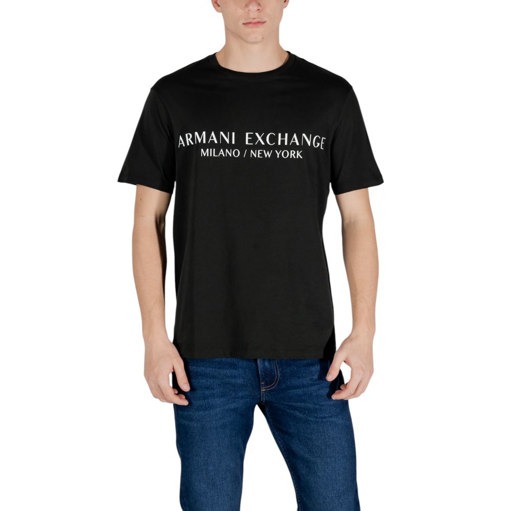 

Футболка из хлопка черного и белого цветов Armani Exchange