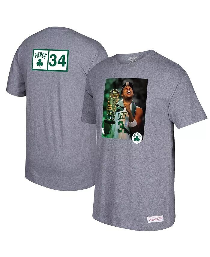 

Мужская серая футболка с рисунком Paul Pierce Boston Celtics Mitchell & Ness