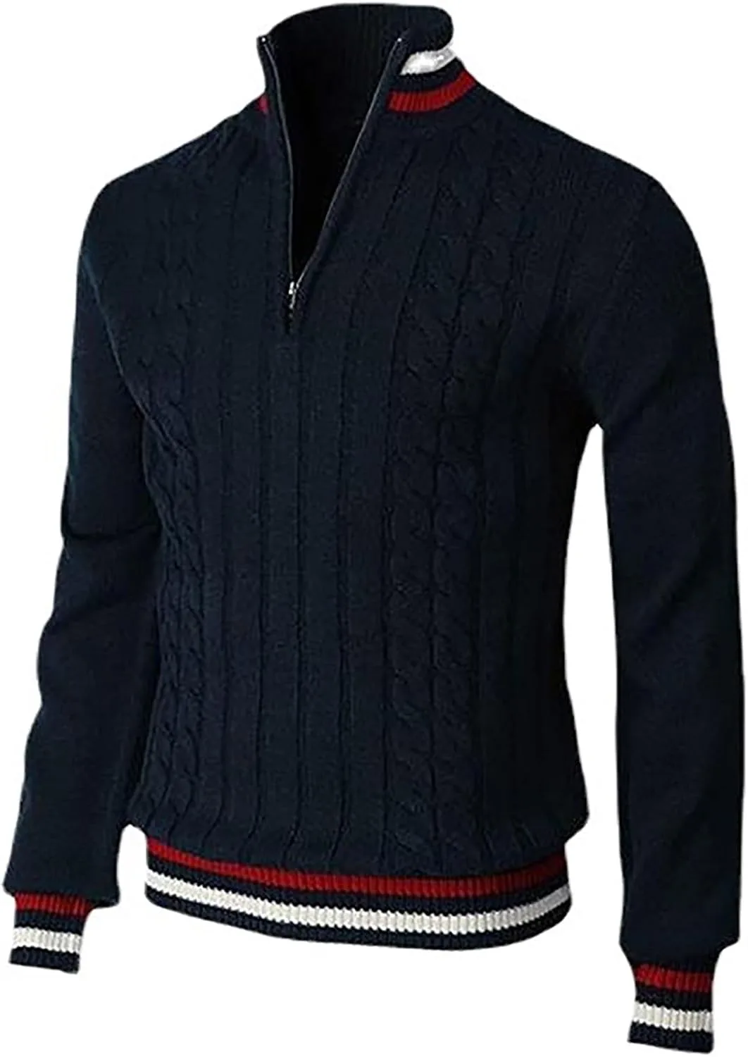 

Свитер-полузип мужской Casual Business с длинным рукавом и воротником-стойкой, Wool Heavyweight Knit, Slim Fit, Vintage Pullover