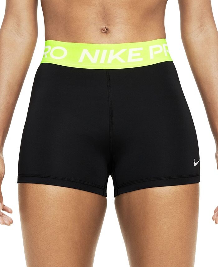 

Профессиональные женские шорты шириной 3 дюйма Nike, цвет Black/volt/white