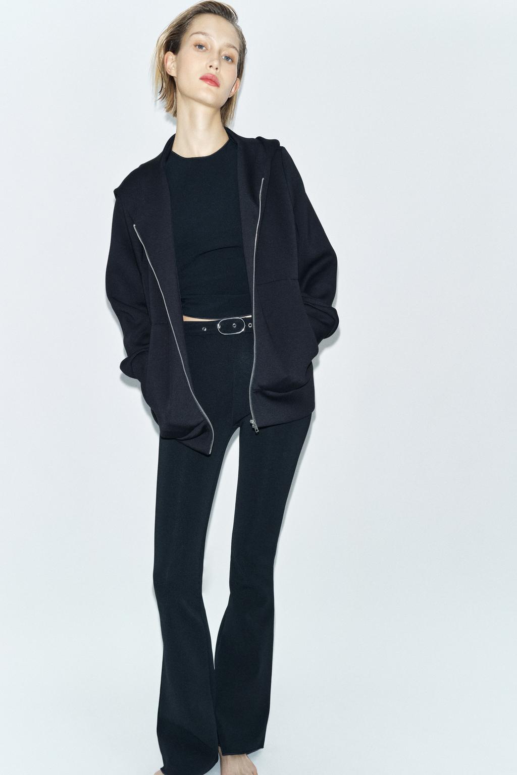 

Толстовка с капюшоном и эффектом скуба ZARA, черный