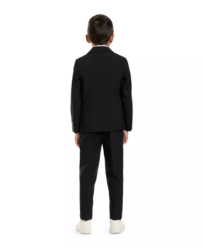 Костюм Black Knight Slim Fit Solid для мальчиков, включающий блейзер, брюки и галстук-застежку OppoSuits, черный — фото 4