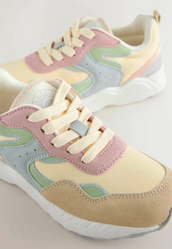 Широкие кроссовки на шнуровке с цветовыми блоками Next, Multi Pastel — фото 4