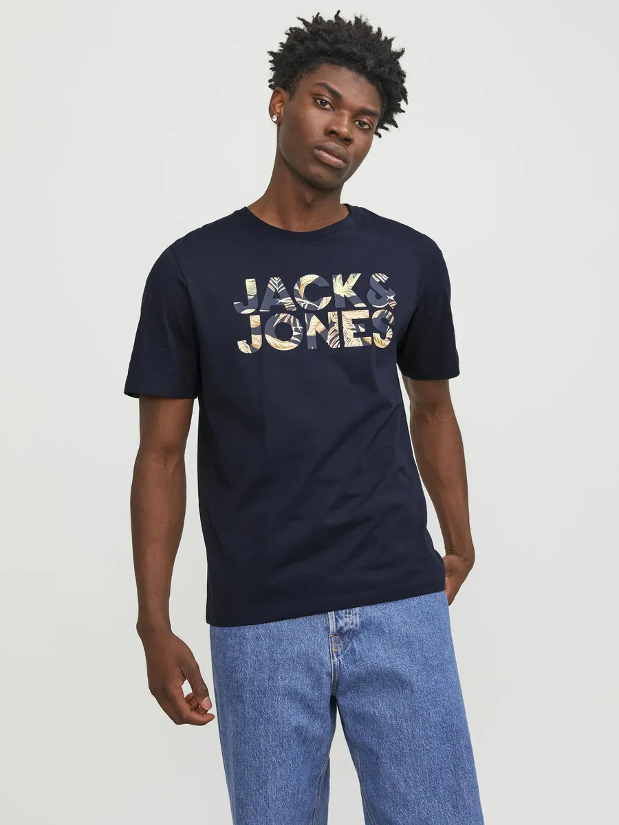 

Рубашка с круглым вырезом Jack & Jones "JJEJEFF CORP LOGO TEE SS O-NECK SN", синий