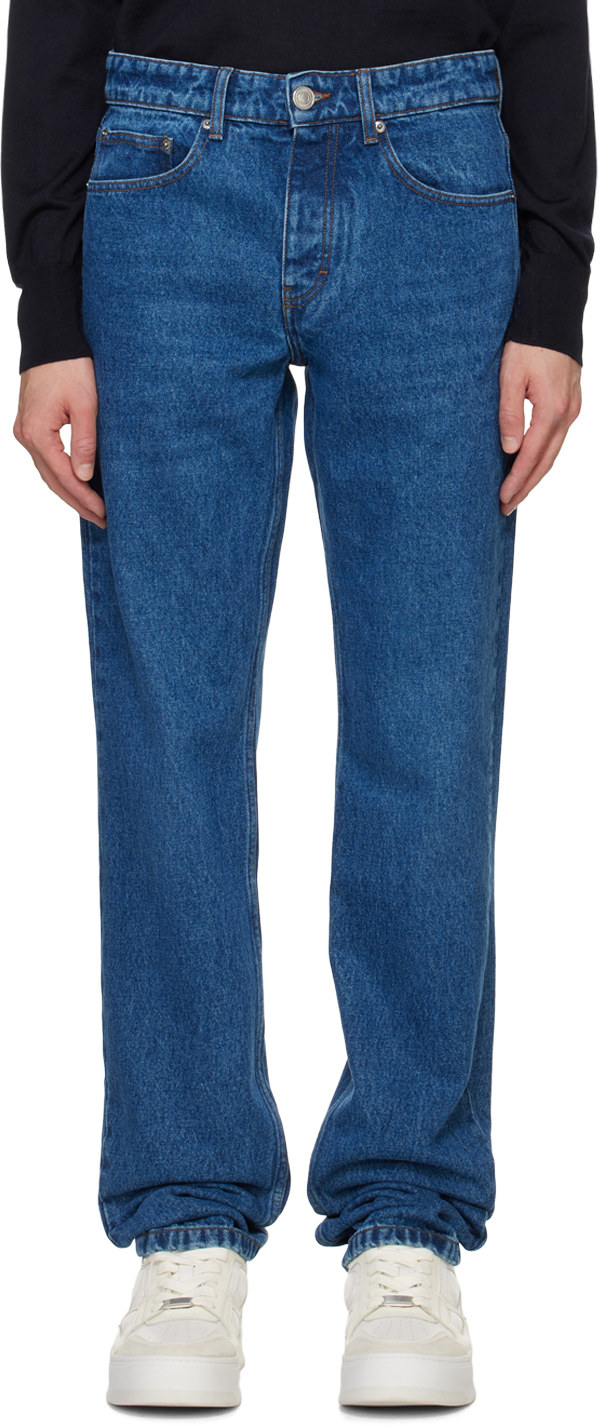 

Синие джинсы классического кроя AMI Paris, Used blue