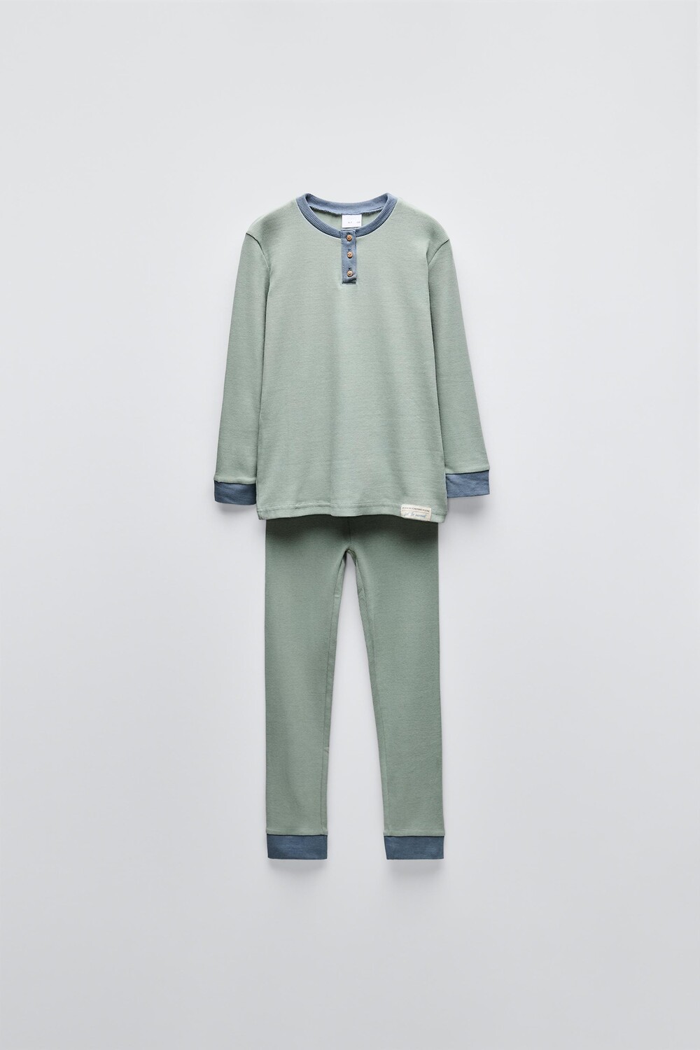 

6-14 лет/однотонная пижама henley ZARA, зеленый