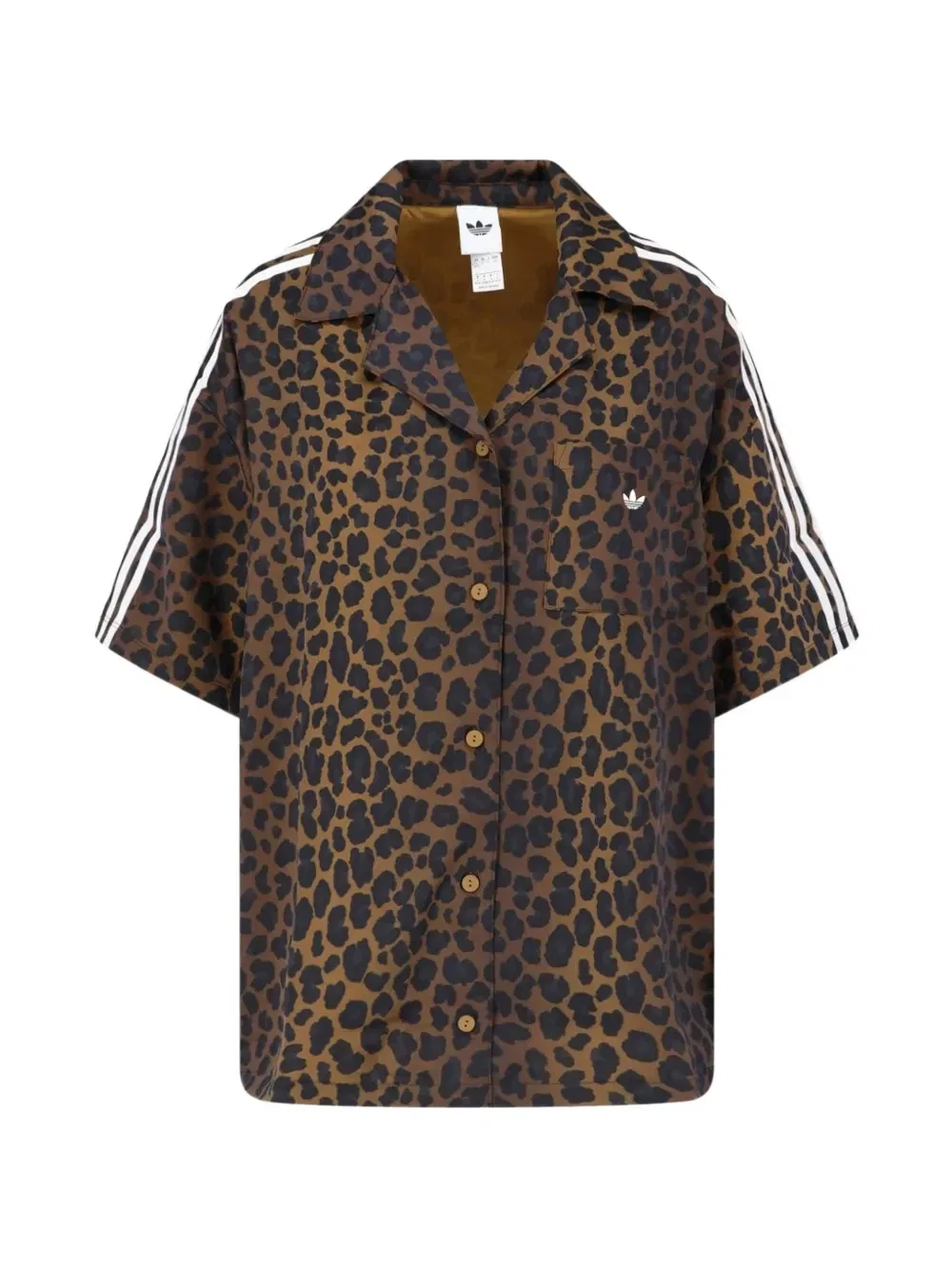Рубашка с короткими рукавами и леопардовым принтом adidas, коричневый