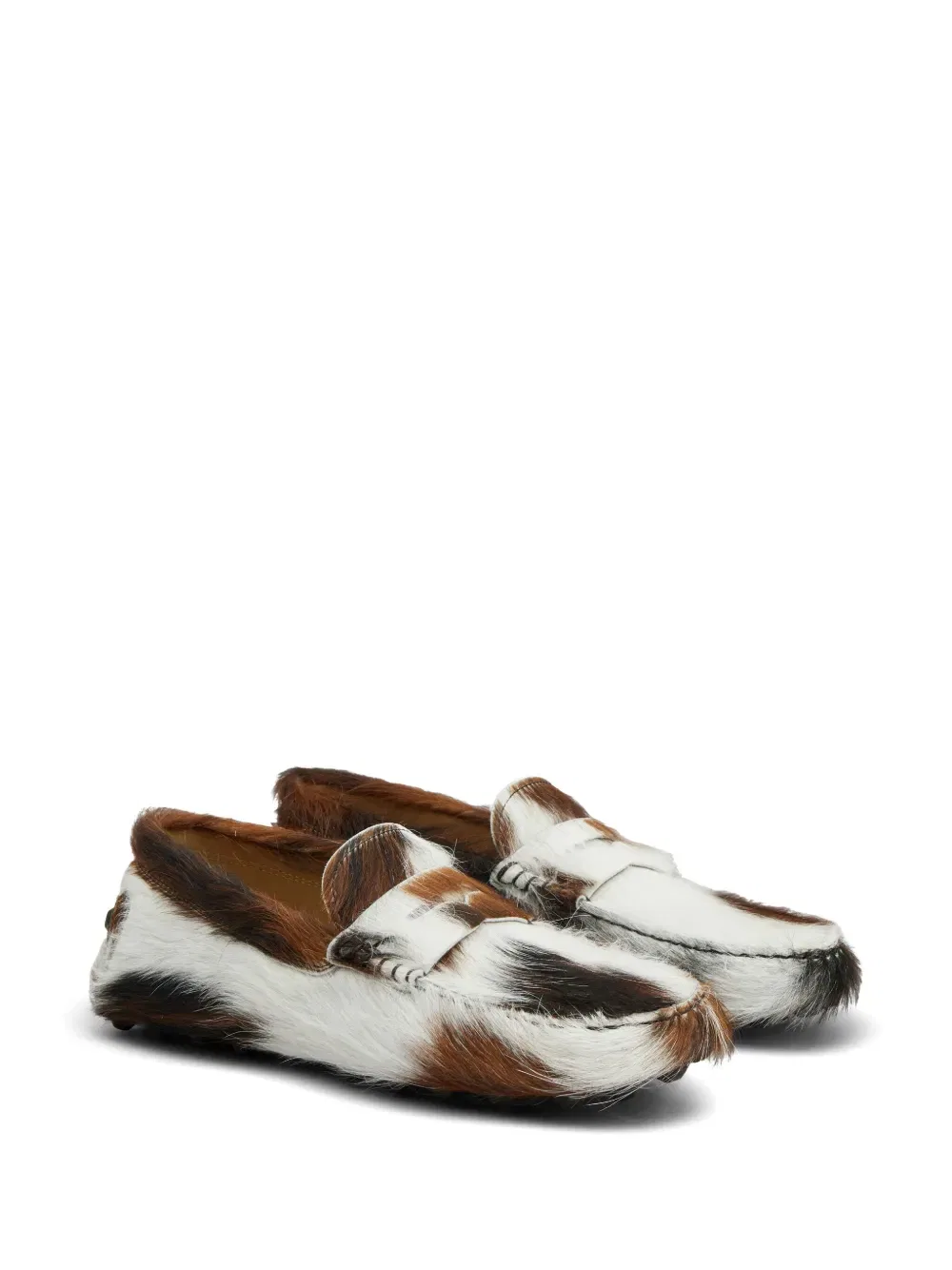 Разноцветные лоферы из телячьей шерсти Tod'S, белый — фото 2