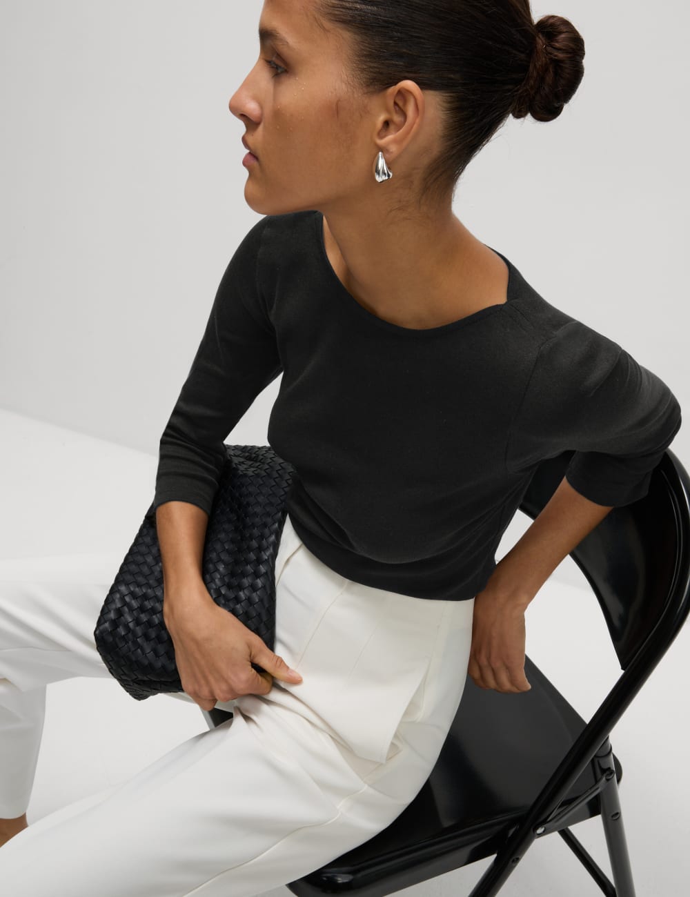 

Топ Slim Fit из чистого хлопка Marks & Spencer, черный