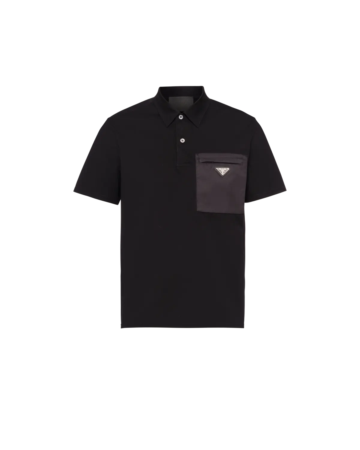

Поло из эластичного хлопка с деталями из Re-Nylon Prada, черный