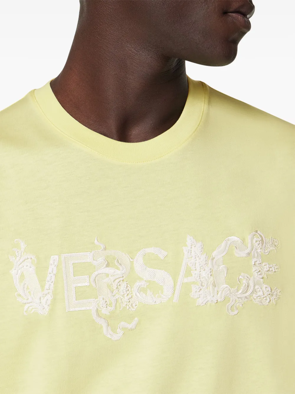 Футболка с вышитым логотипом VERSACE, желтый — фото 4