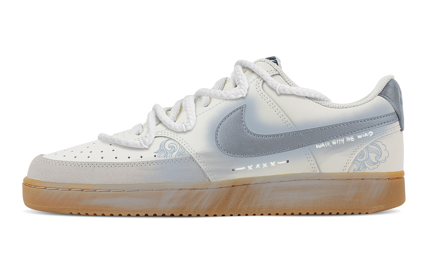 

Nike Кроссовки для скейтбординга Court Vision 1 Gray Cloud Layer Abrasion Resistant low top мужские синие белые