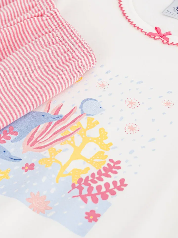 Пижама хлопковая PETIT BATEAU, белый/розовый — фото 3