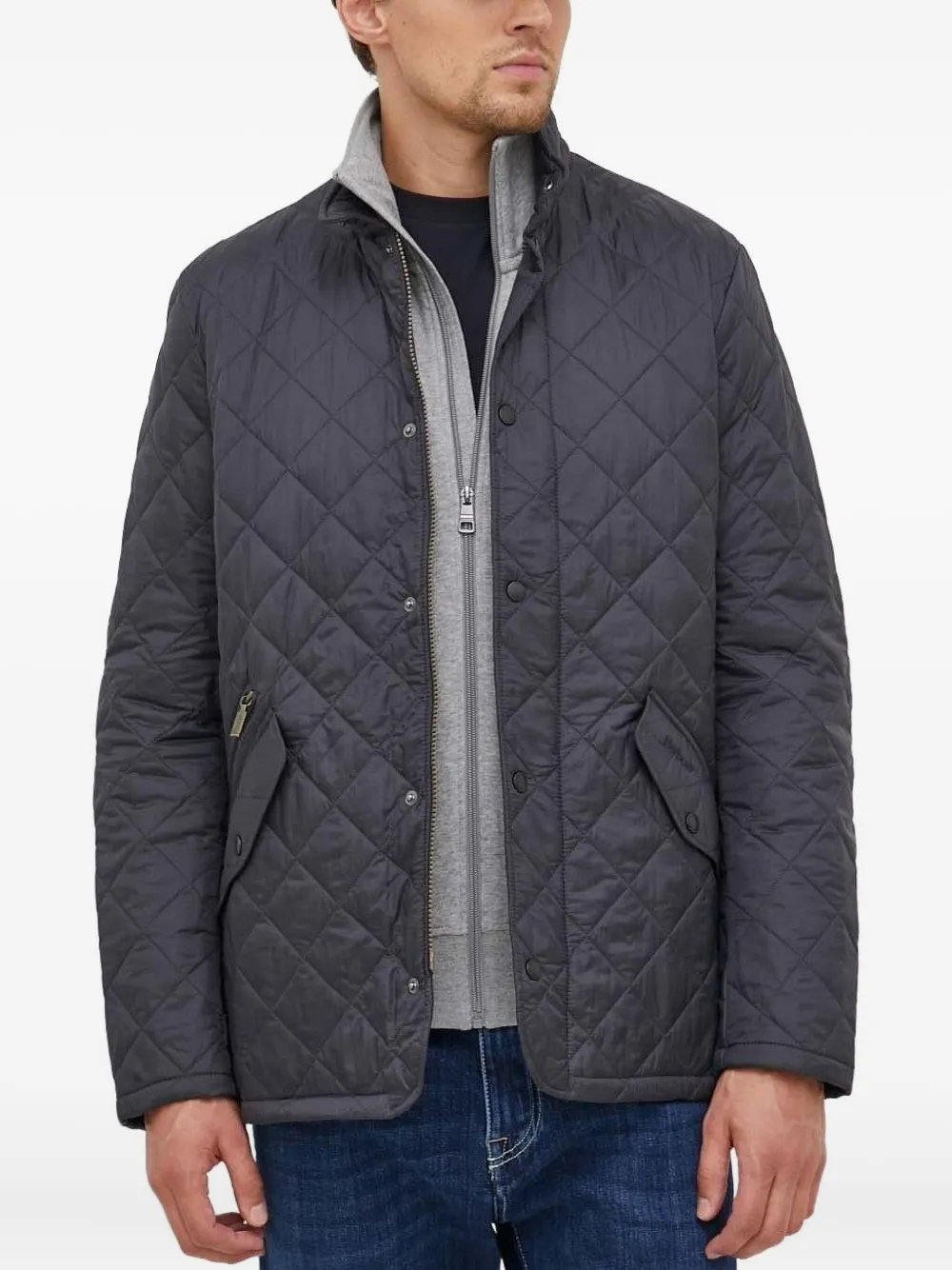 

Стеганая куртка с ромбовидной отделкой Barbour, серый