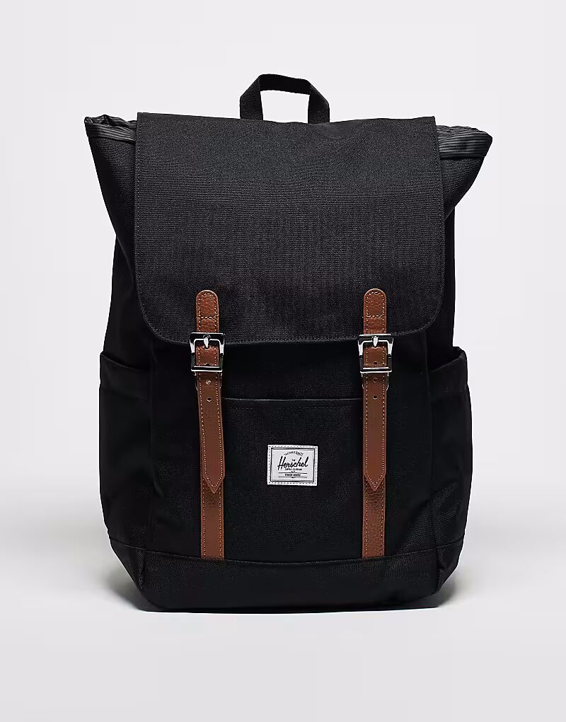 

Herschel - Retreat - Маленький рюкзак черного цвета со светло-коричневыми лямками Herschel Supply Co