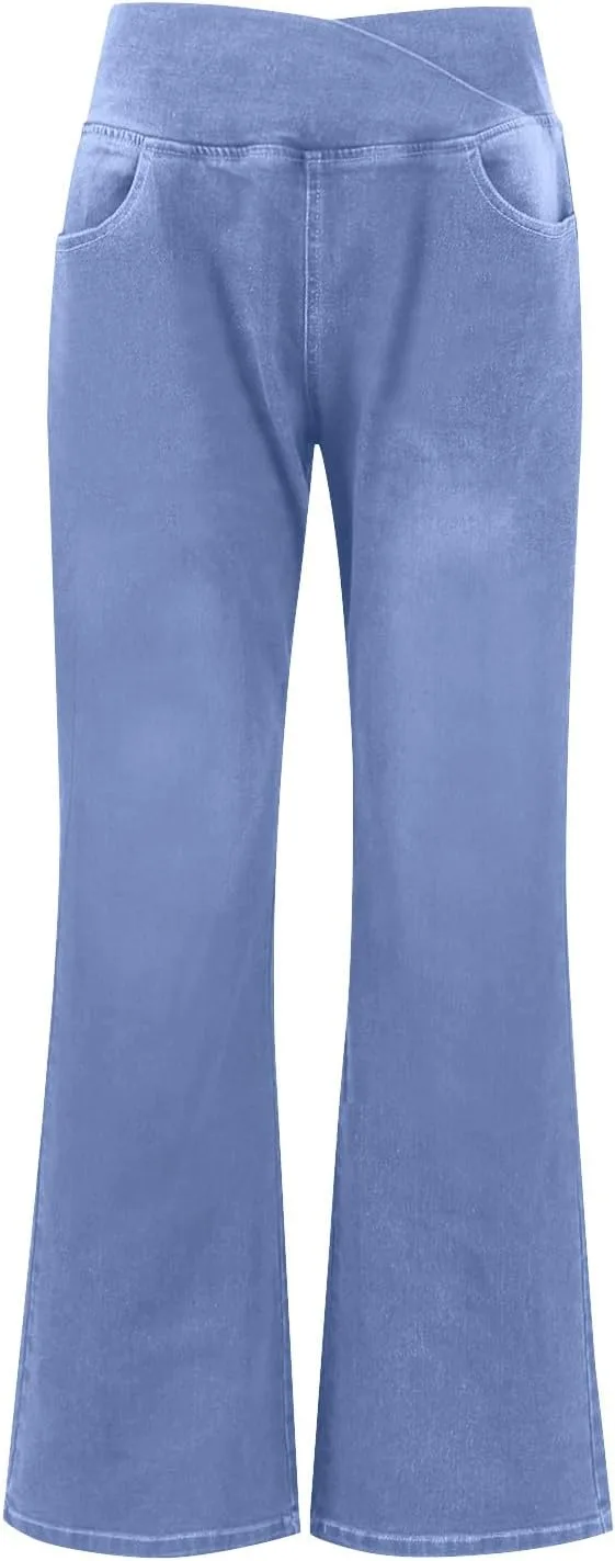 Джинсы-клеш для женщин Plus Size High Waisted Stretchy — фото 3
