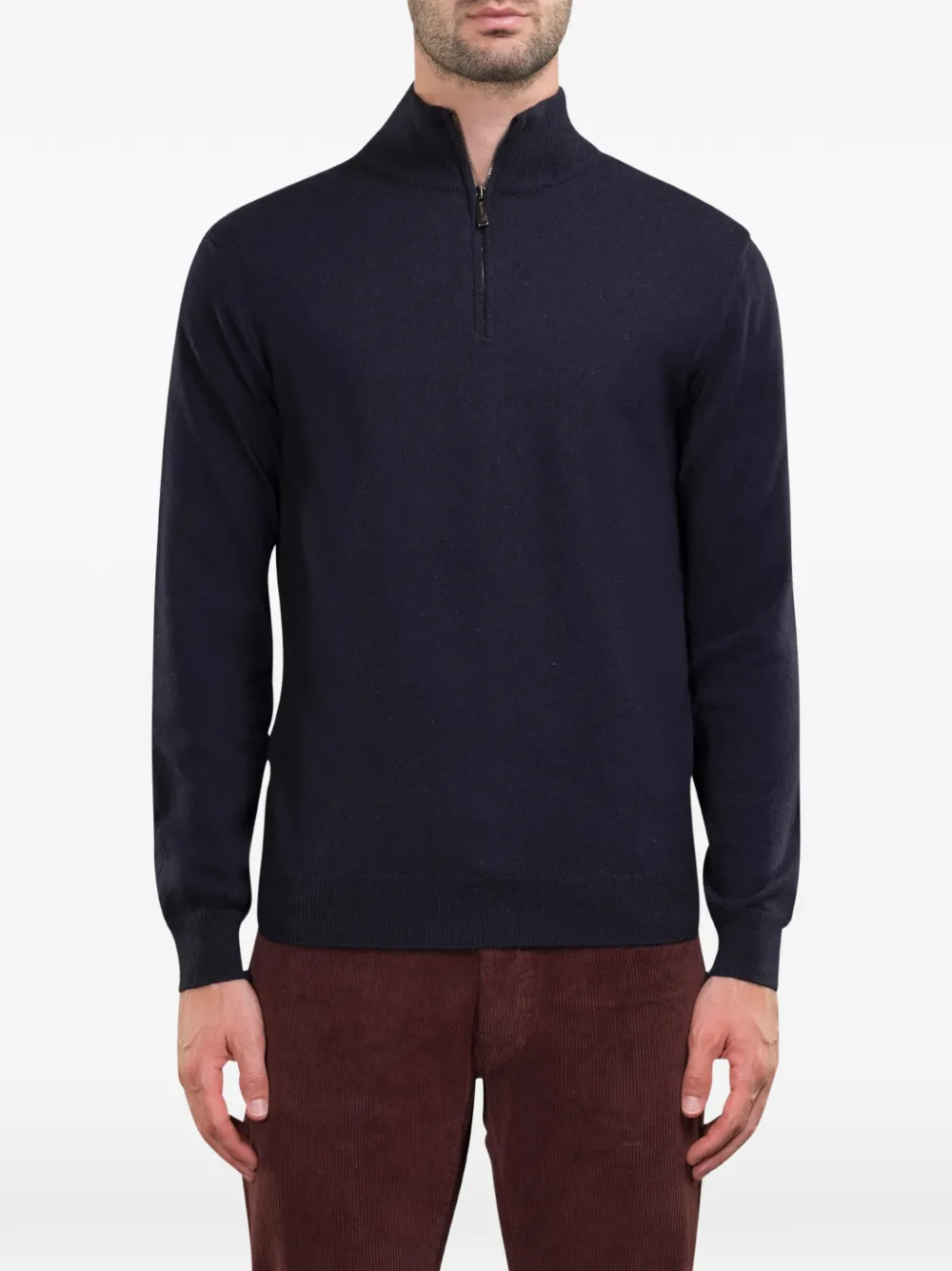

Свитер с воротником-гольф на половинной молнии Moorer, синий