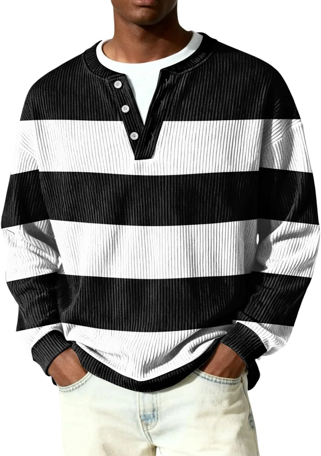 

Мужская футболка с длинным рукавом в полоску Henley