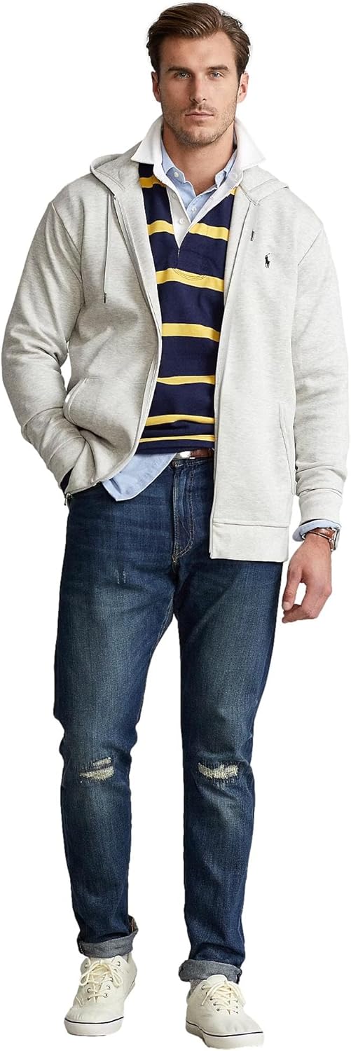 Толстовка с капюшоном на молнии Big&Tall Double Kint POLO RALPH LAUREN, Light Sport Heather — фото 3