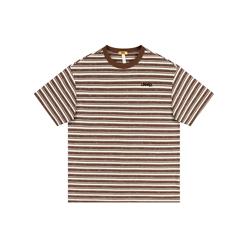 

Футболка Unisex Crew Neck тонкая прямая посадка Jeep, красный белый stripes