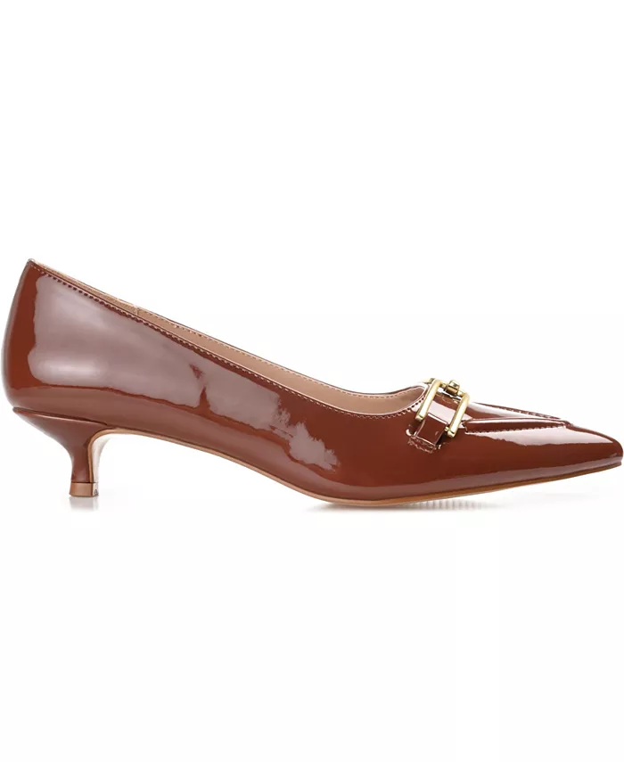 Женские туфли-лодочки Rumi с острым носом и каблуком "кitten heel" Journee Collection, коричневый — фото 2