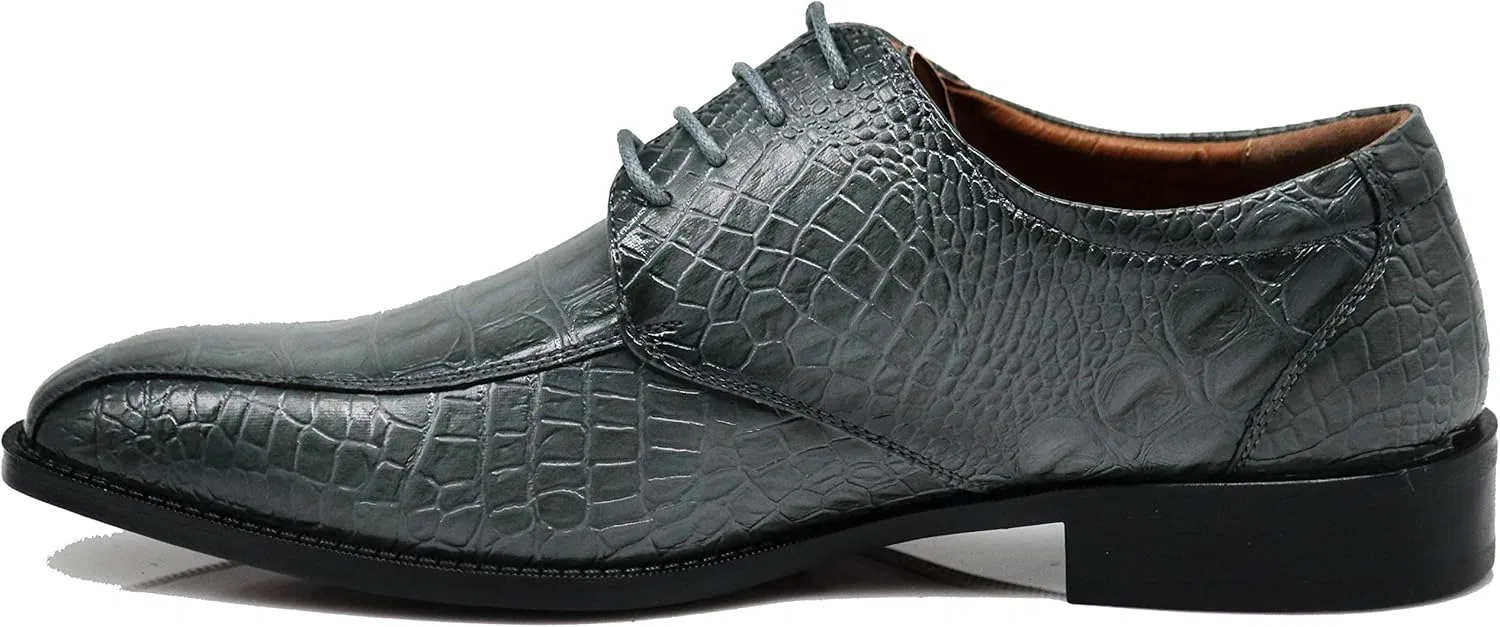 Мужские оксфорды Enzo Romeo Gator3N с принтом под крокодиловую кожу, на шнуровке, Grey New — фото 3