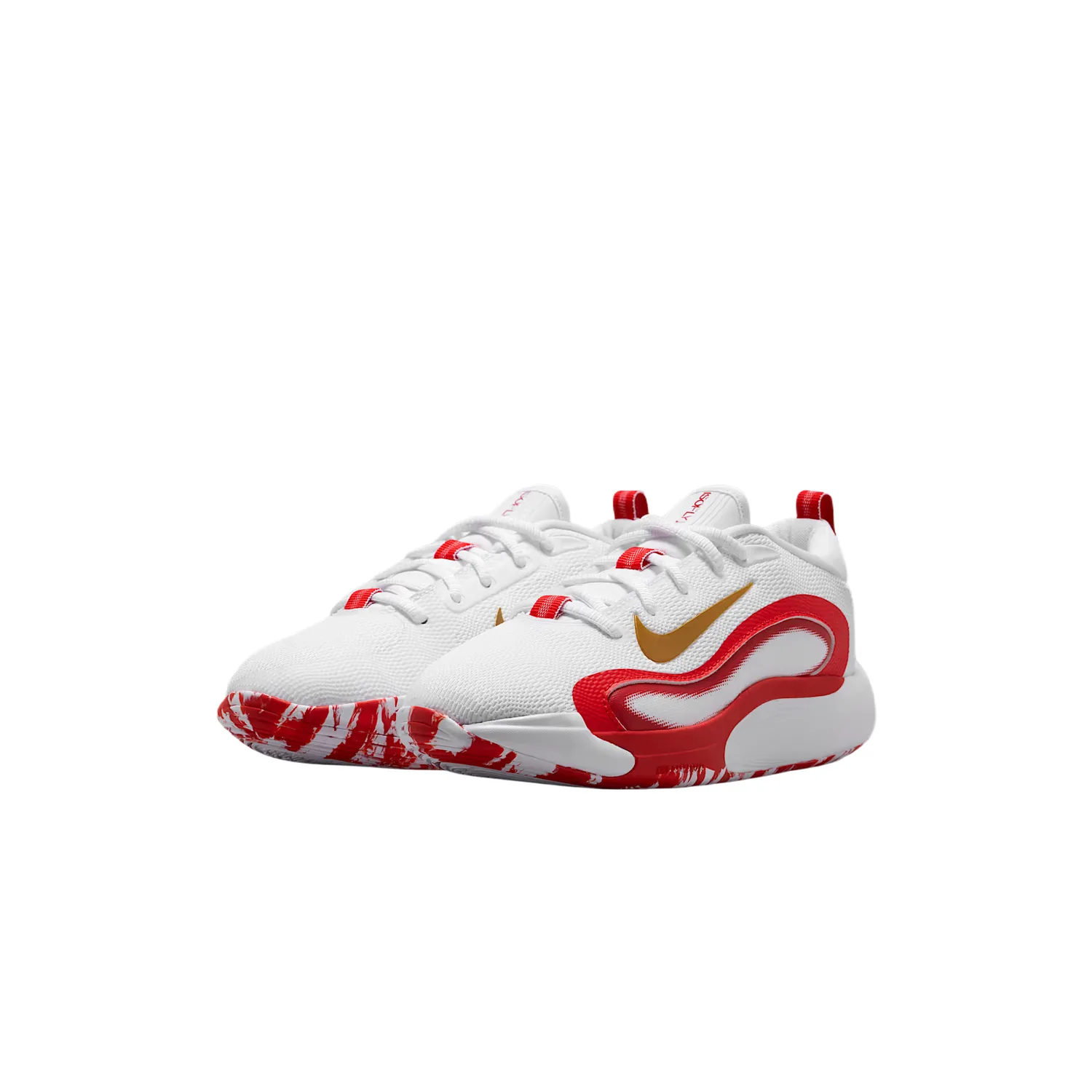 ISOFLY Rebound And Breathable низкие баскетбольные кроссовки для детей Nike, White/University Red/Metallic — фото 4
