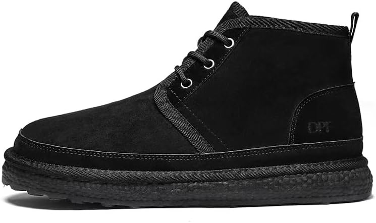 

Мужские меховые подкладки теплые противоскользящие ботинки Легкие замшевые зимние ботинки Удобные зимние короткие ботинки 7-10.5 Yebonsho, черный