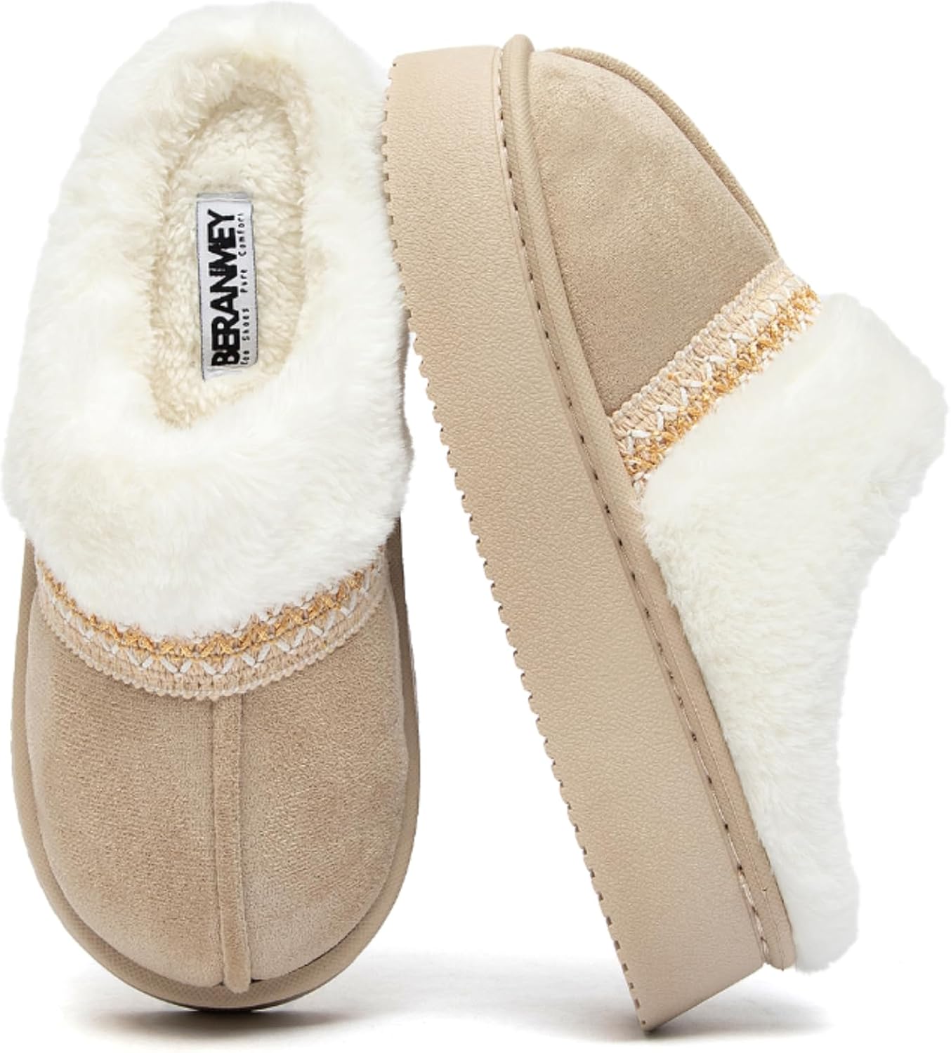 

Женские домашние тапочки из искусственного меха с эффектом памяти, нескользящие, теплые, пушистые, мягкие, унисекс, без застежек Generic, хаки