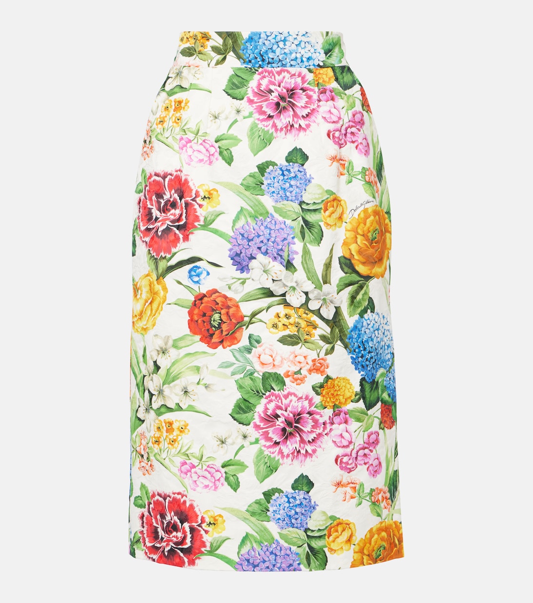 

Цветочная хлопковая парчовая юбка-карандаш Dolce&Gabbana, Mix Fiori F.Bco