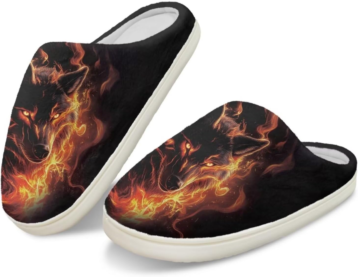 

Мягкие тапочки для женщин, домашние милые тапочки для подростков, размер 4-12 Cugasmaru, Fire Cool Wolf