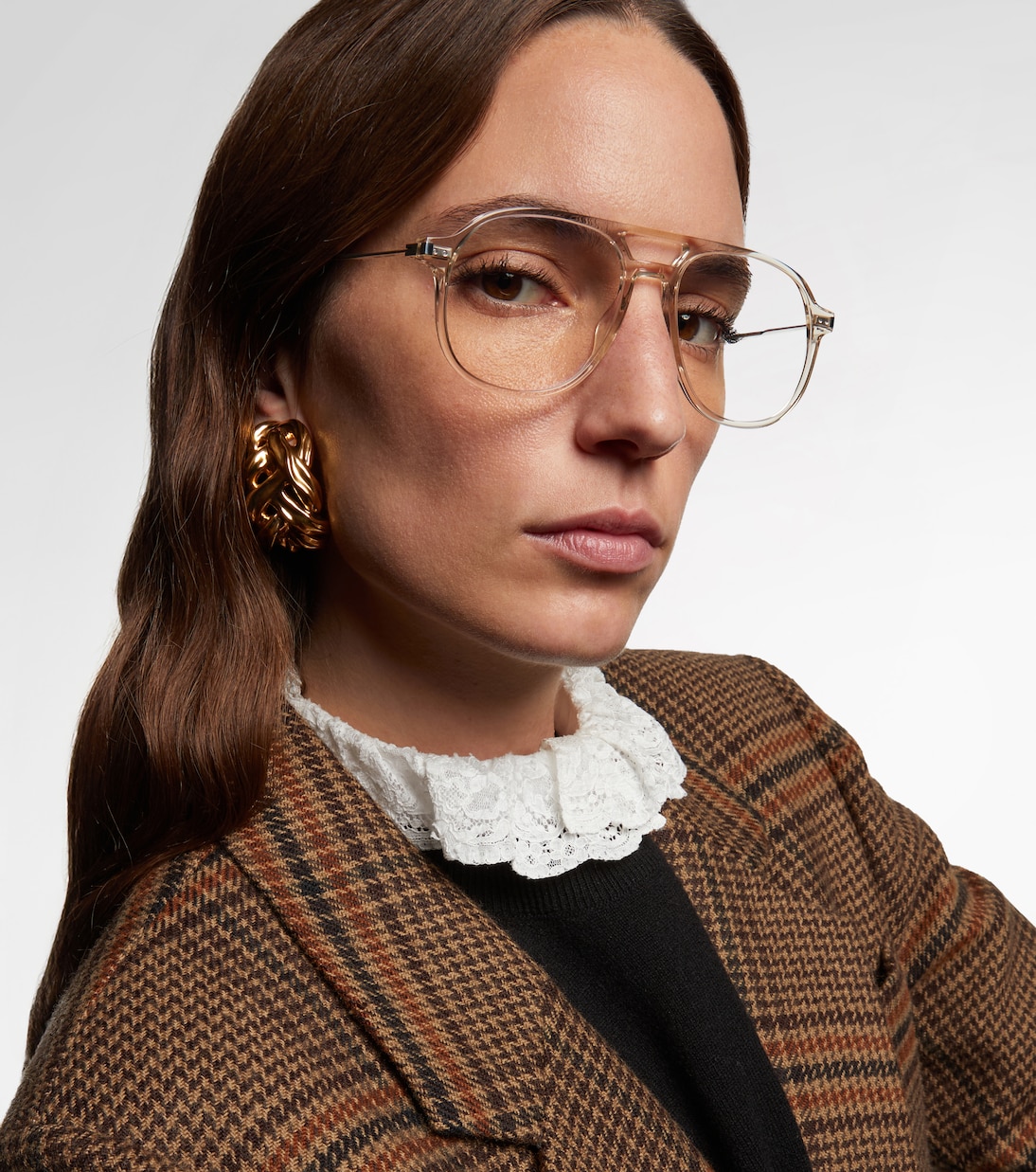 Ультралегкие авиаторские очки Saint Laurent, Beige-Silver-Transparent — фото 3