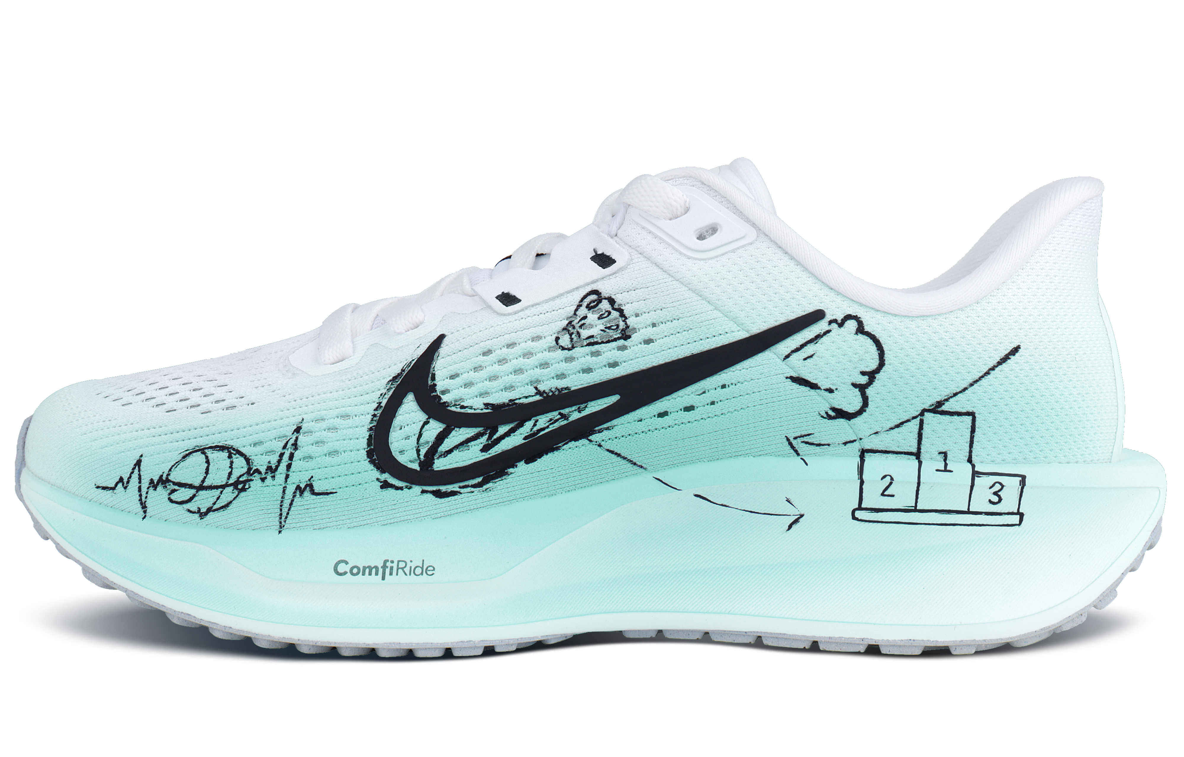

Nike Кроссовки для бега Quest 6 Low Top Casual City Commute мужские, белые, зеленые