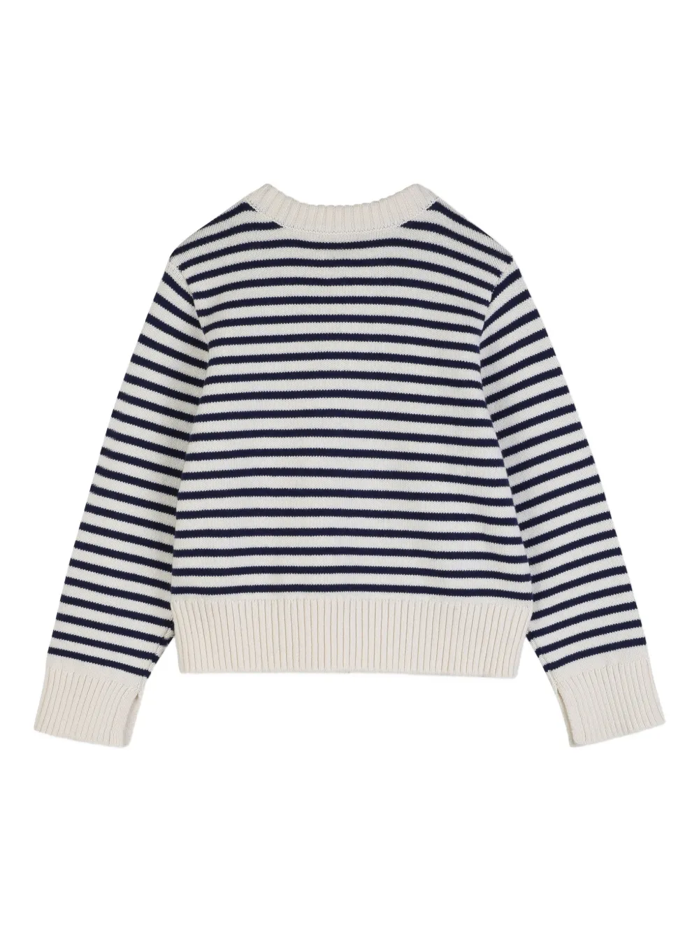 Полосатый свитер с воротником на пуговицах Zadig & Voltaire Kids, бежевый — фото 2