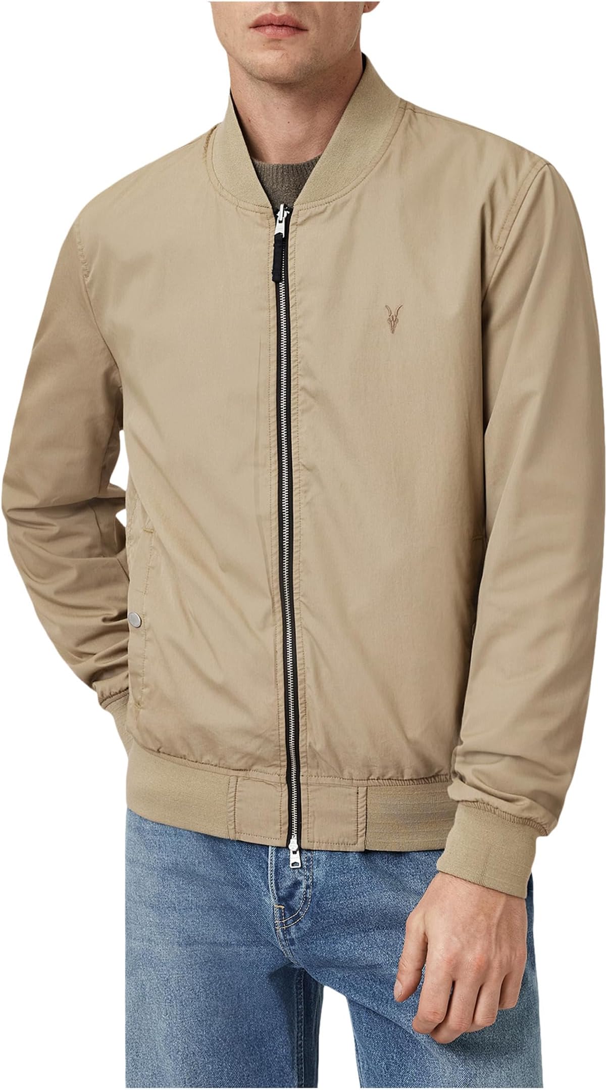 

Бомбер AllSaints Rev Bassett Bomber, цвет Azula Blue/Brown
