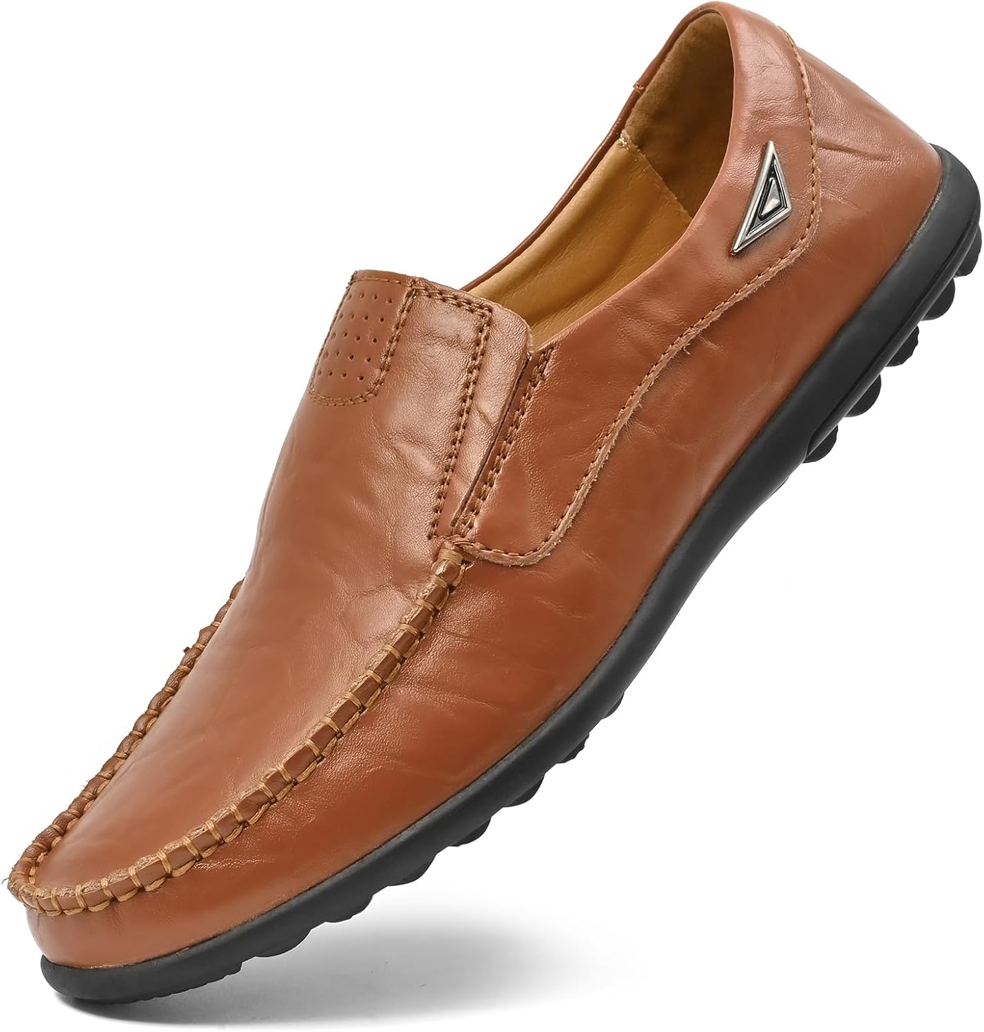 Мужские повседневные лоферы Loafer Premium из натуральной кожи, слипоны, мужские драйверские пенни-лоферы, легкие и дышащие Luodenglang, оранжевый — фото 3