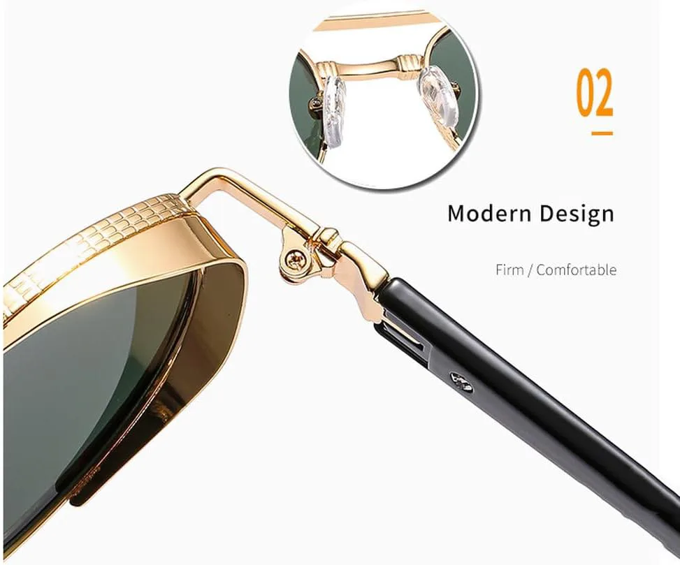 

Женские солнцезащитные очки LVTFCO Fashion Round в винтажном панк-стиле, металлическая оправа, дорожные очки для мужчин и водителей, защита от УФ-излучения UV400, 10