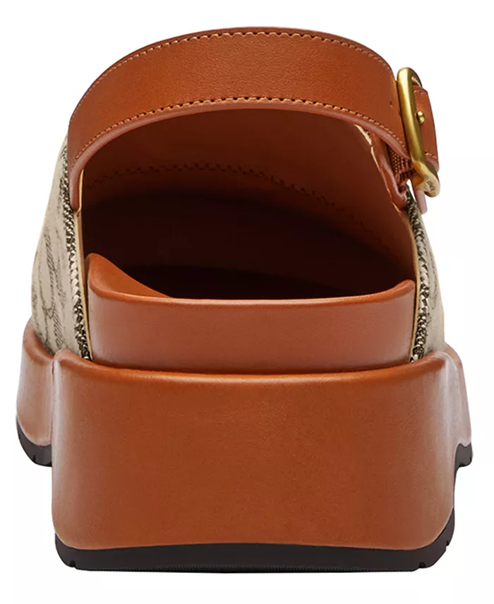 Женские платформенные сабо Sculpted C с жаккардовым логотипом Coach, коричневый — фото 3