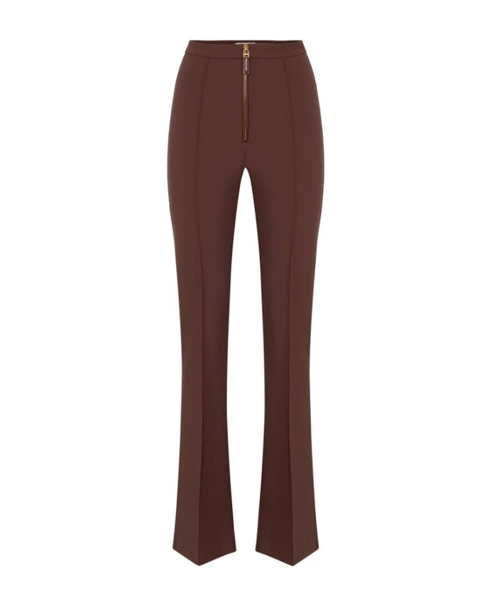 

Двуслойные креповые брюки с застежкой-молнией Elisabetta Franchi, коричневый