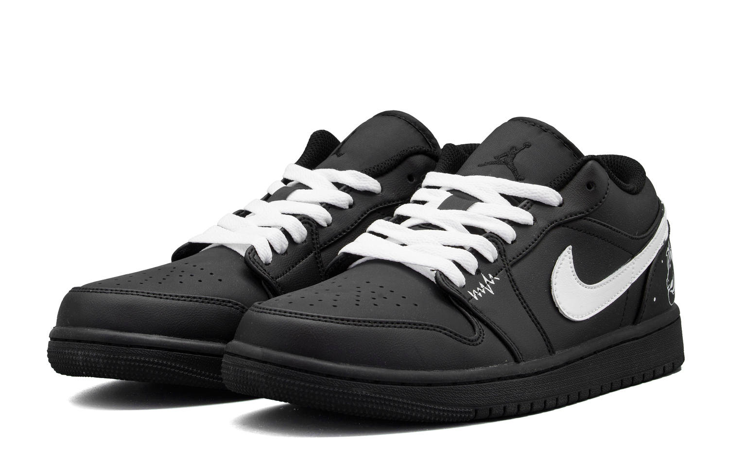 Jordan Air 1 Cushioning, износостойкие низкие кеды Vintage Basketball Shoes Unisex черные белые — фото 4