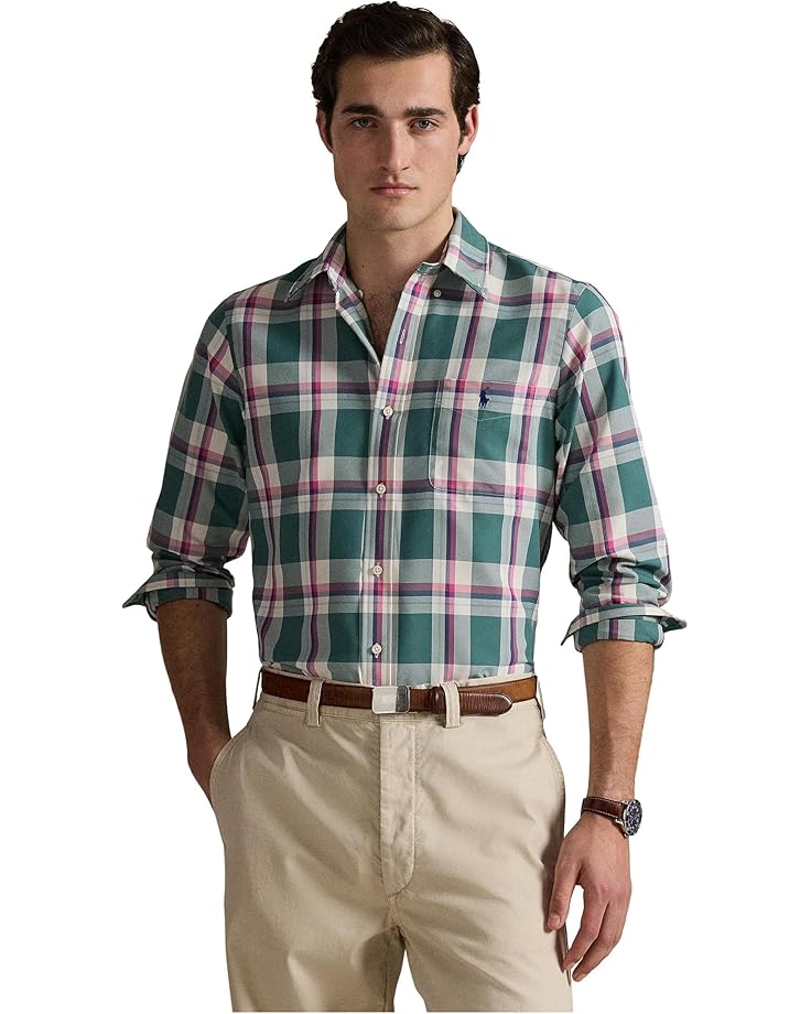

Поло Polo Ralph Lauren Classic Fit Performance Oxford Shirt, цвет Green Pink Multicolor