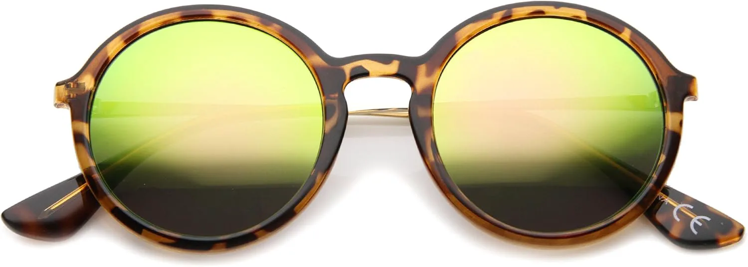 

Солнцезащитные очки zeroUV среднего размера в современном стиле, с металлическими дужками, зеркальными линзами, круглые, 49 мм, Tortoise / Pink-green Mirror